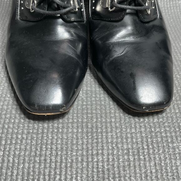 Sigerson Morrison Valora Studded Lace Up Block Heel Booties Womens Size 8B Black - Picture 3 of 15